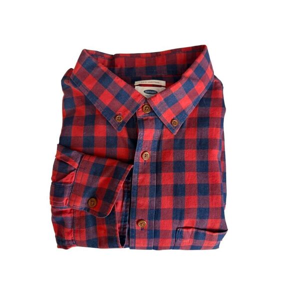 Old Navy Red and Blue Plaid Button Down Long Sleeve Shirt Size L - Picture 7 of 11